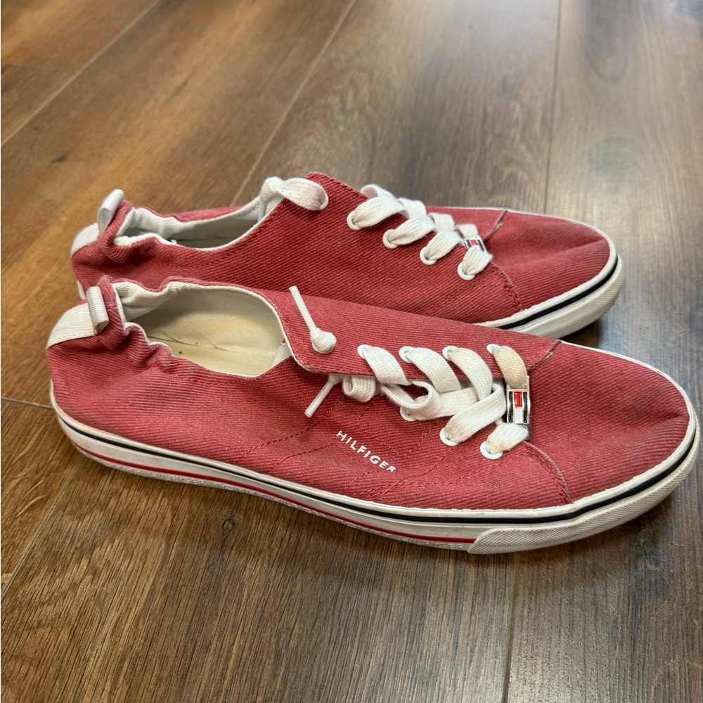 Tommy Hilfiger Red and White Sneakers